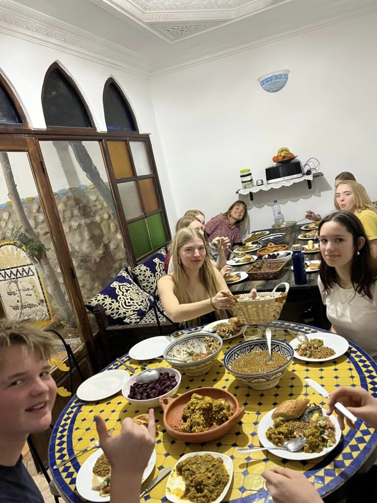 Students gathered for dinner