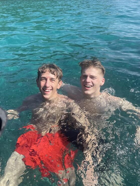 Two boys bathing in Panama