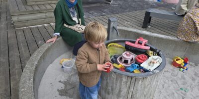 A child playing with toys