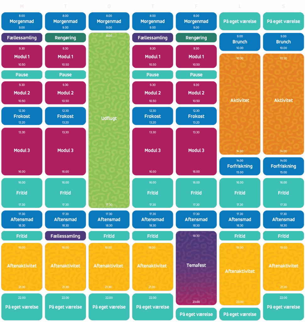Summer school timetable