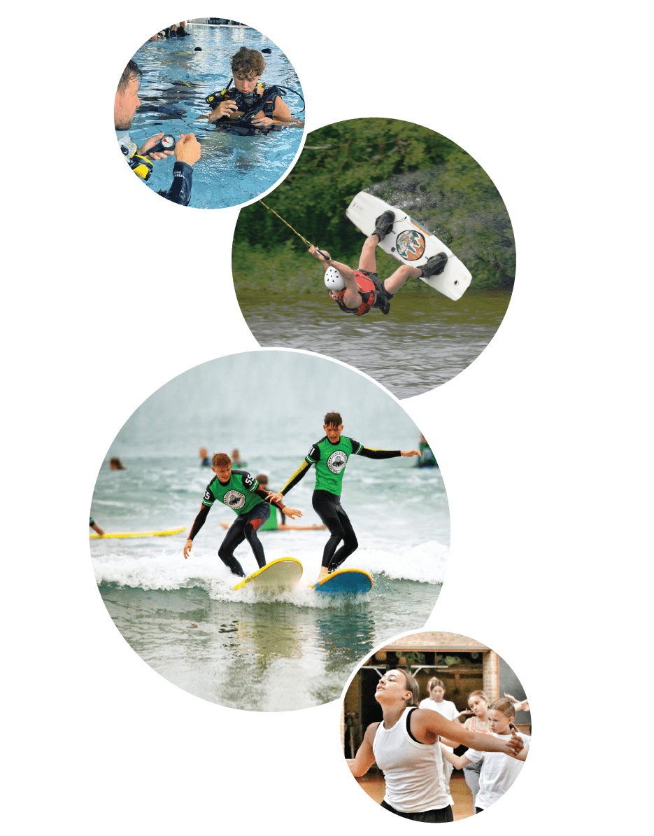 Collage af elever der dyrker sport