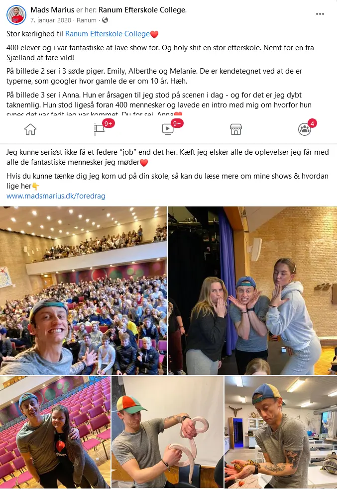 En facebook post om Ranum Efterskole