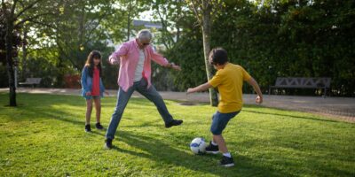 Children playing football