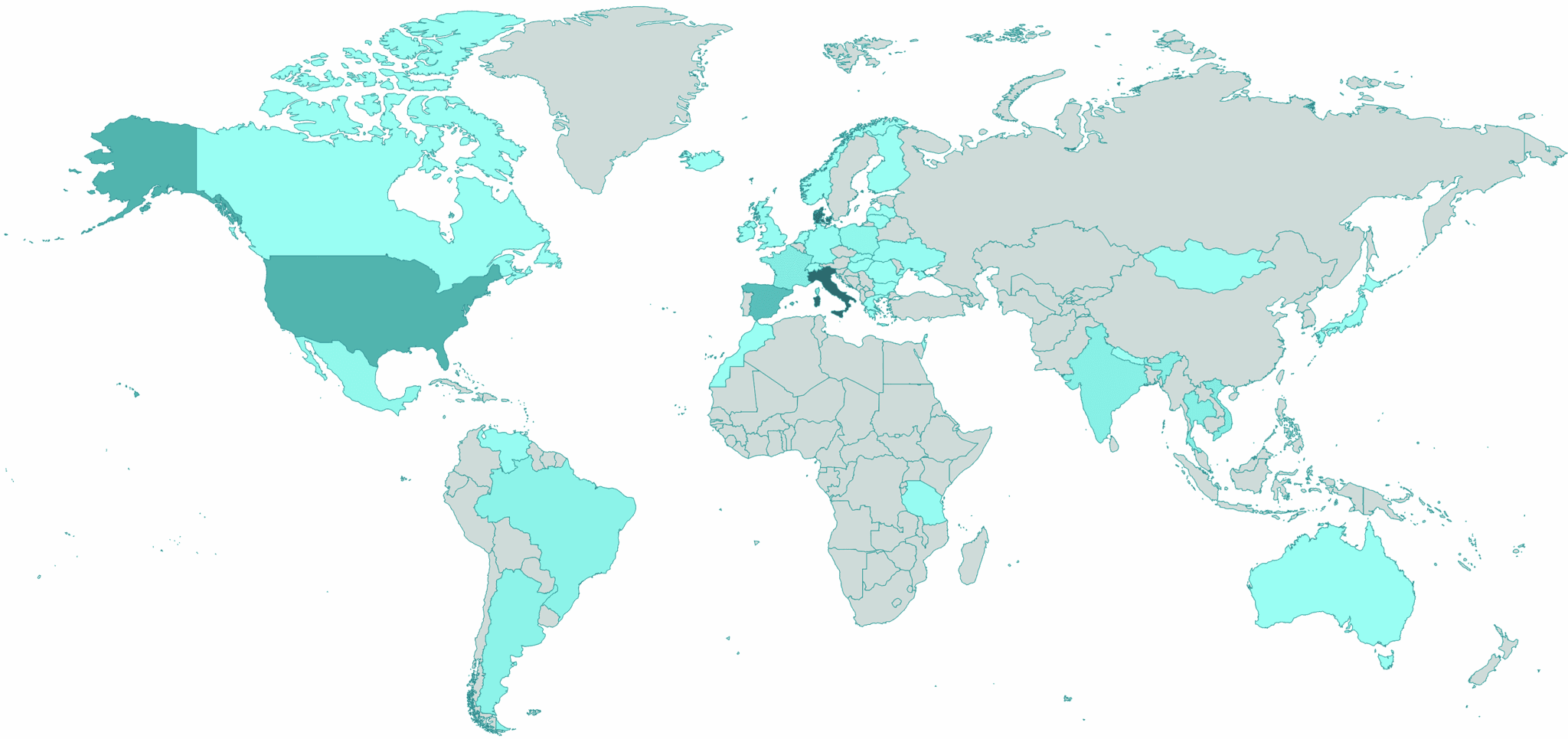 World map of participants in the International Summer School